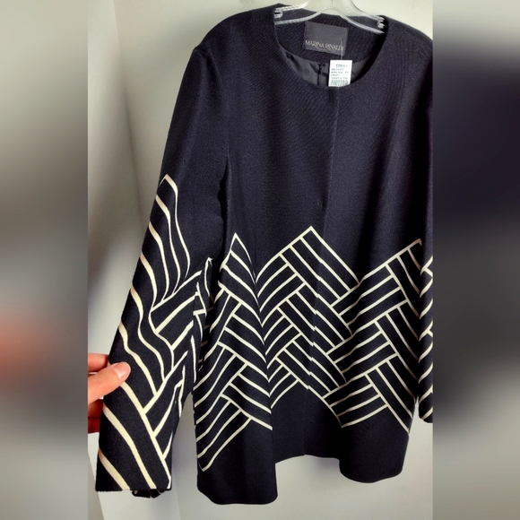 NWT Marina Rinaldi Noto Jacquard Duster wool Coat black gold 22 plus - Picture 3 of 14